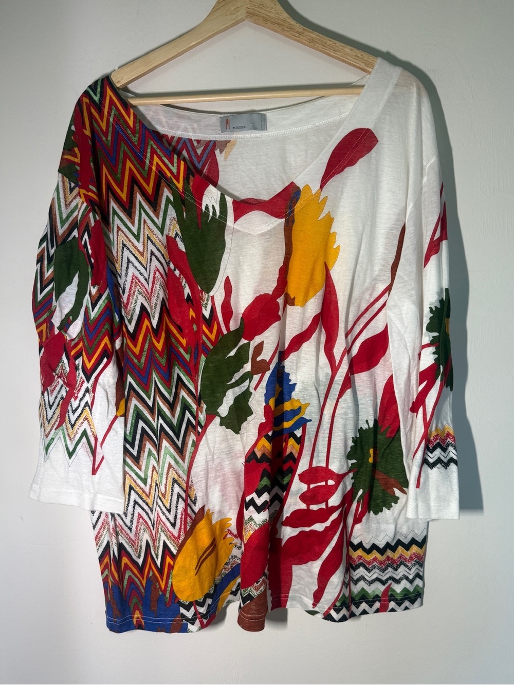 Missoni Mare Italy 100% Cotton Abstract Print Tunic Top | Size IT 50 US L/XL - Picture 3 of 8